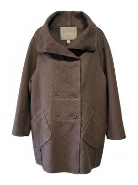 Zac Posen Oversized Brown Wool Pea Coat Sz 4